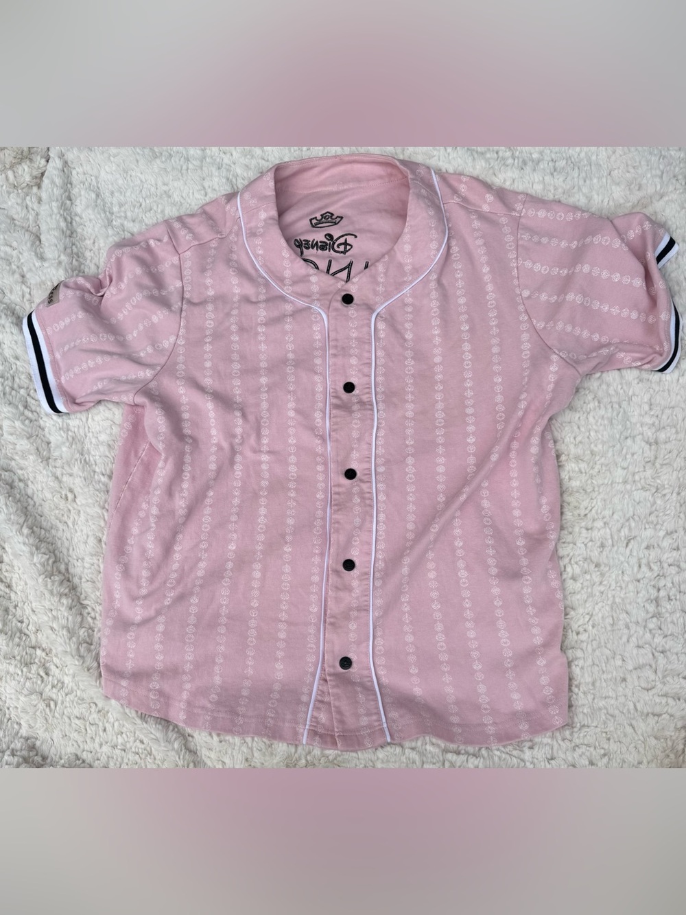 Disney Parks Pink Princess Sport Baseball Jersey Button Up Pinstripe XXL